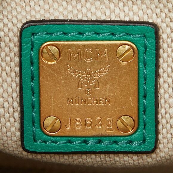 MCM Visetos Logogram Studs Leather Shoulder Bag